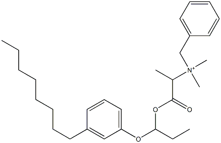 N,N-Dimethyl-N-benzyl-N-[1-[[1-(3-octylphenyloxy)propyl]oxycarbonyl]ethyl]aminium 구조식 이미지