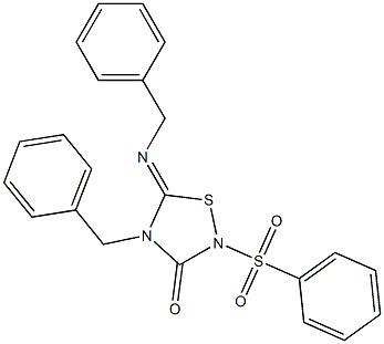 4-Benzyl-2-(phenylsulfonyl)-5-(benzylimino)-1,2,4-thiadiazolidin-3-one 구조식 이미지