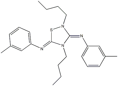 2,4-Dibutyl-3,5-bis[(3-methylphenyl)imino]-1,2,4-thiadiazolidine 구조식 이미지