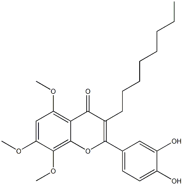 2-(3,4-Dihydroxyphenyl)-5,7,8-trimethoxy-3-octyl-4H-1-benzopyran-4-one Structure