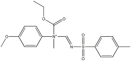 N-Ethoxycarbonyl-N-methyl-N-(4-methylphenylsulfonyliminomethyl)-4-methoxybenzenaminium 구조식 이미지