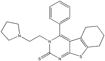 3-[2-(1-Pyrrolidinyl)ethyl]-5,6,7,8-tetrahydro-4-phenyl[1]benzothieno[2,3-d]pyrimidine-2(3H)-thione Structure