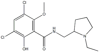 (-)-3,5-Dichloro-N-[(1-ethylpyrrolidin-2-yl)methyl]-2-hydroxy-6-methoxybenzamide Structure