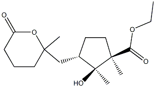 (1R,2S,3S)-2-Hydroxy-3-[(2-methyl-6-oxotetrahydro-2H-pyran)-2-ylmethyl]-1,2-dimethylcyclopentanecarboxylic acid ethyl ester 구조식 이미지