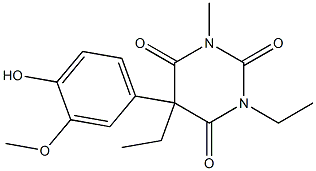 5-Ethyl-5-(3-methoxy-4-hydroxyphenyl)-1-methyl-3-ethylpyrimidine-2,4,6(1H,3H,5H)-trione 구조식 이미지