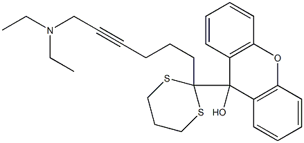 9-[2-(6-Diethylamino-4-hexynyl)-1,3-dithian-2-yl]-9H-xanthen-9-ol 구조식 이미지
