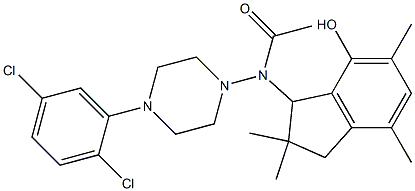 2,3-Dihydro-3-[[4-(2,5-dichlorophenyl)-1-piperazinyl]acetylamino]-2,2,5,7-tetramethyl-1H-inden-4-ol Structure