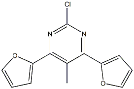2-Chloro-4-(2-furanyl)-6-(2-furanyl)-5-methylpyrimidine Structure