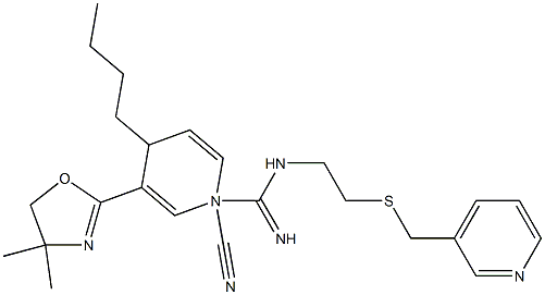 N1-[2-[(3-Pyridylmethyl)thio]ethyl]-N2-cyano-4-butyl-3-(4,4-dimethyl-2-oxazolin-2-yl)-1,4-dihydropyridine-1-carboxamidine Structure