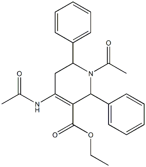 2,6-Diphenyl-1-acetyl-4-[acetylamino]-1,2,5,6-tetrahydropyridine-3-carboxylic acid ethyl ester 구조식 이미지