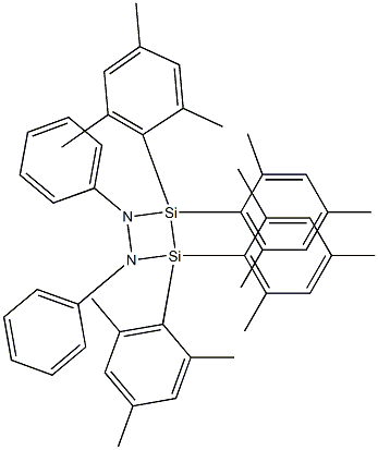 3,3,4,4-Tetramesityl-1,2-diphenyl-1,2-diaza-3,4-disilacyclobutane Structure