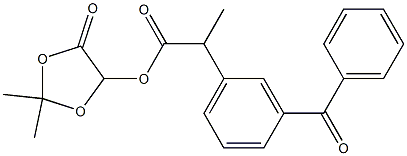 2-(3-Benzoylphenyl)propanoic acid 2,2-dimethyl-4-oxo-1,3-dioxolan-5-yl ester 구조식 이미지