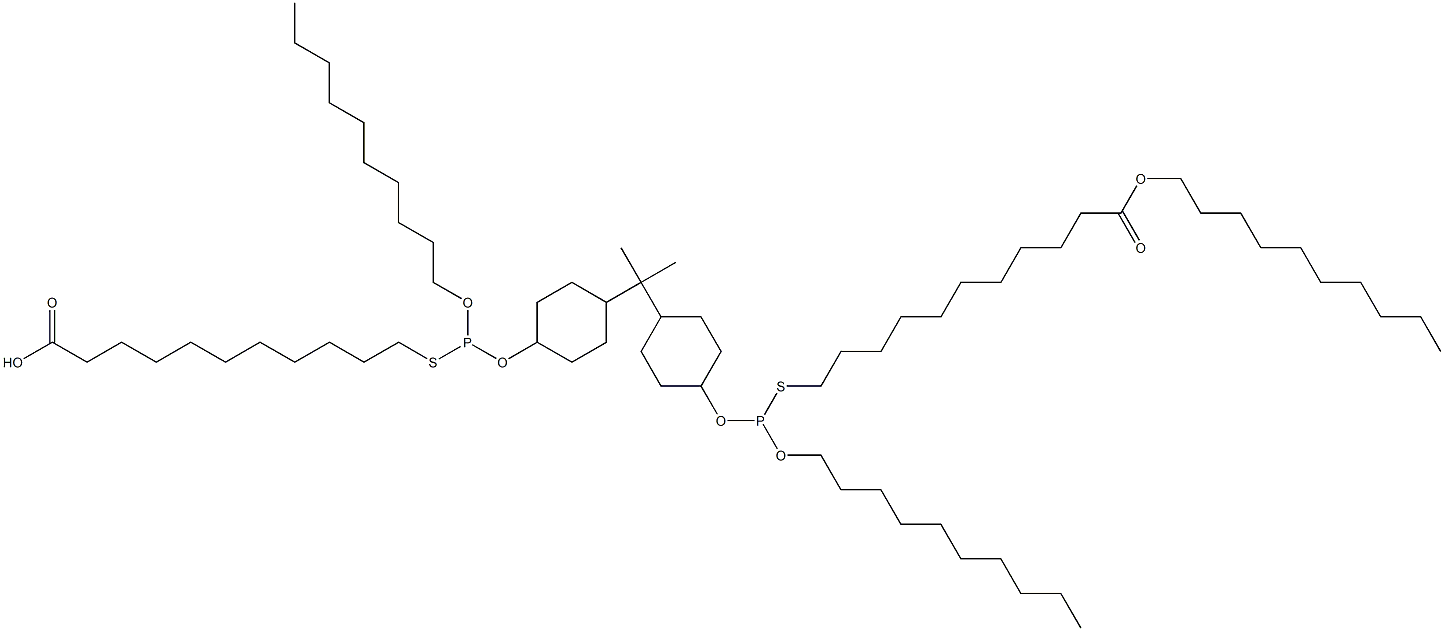 11,11'-[[Isopropylidenebis(4,1-cyclohexanediyloxy)]bis[(decyloxy)phosphinediylthio]]bis(undecanoic acid decyl) ester Structure