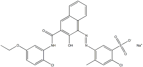 2-Chloro-4-methyl-5-[[3-[[(2-chloro-5-ethoxyphenyl)amino]carbonyl]-2-hydroxy-1-naphtyl]azo]benzenesulfonic acid sodium salt 구조식 이미지