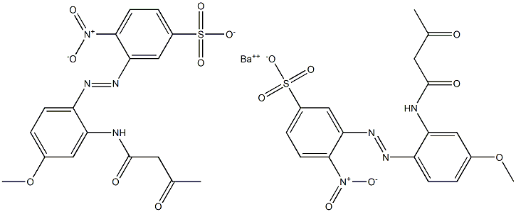Bis[3-[2-(1,3-dioxobutylamino)-4-methoxyphenylazo]-4-nitrobenzenesulfonic acid]barium salt Structure