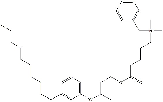 N,N-Dimethyl-N-benzyl-N-[4-[[3-(3-decylphenyloxy)butyl]oxycarbonyl]butyl]aminium Structure