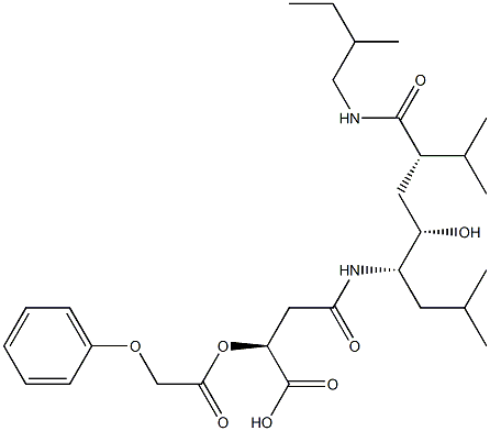 (2S,4S,5S)-5-[[(3S)-3-Carboxy-3-(phenoxyacetyloxy)propanoyl]amino]-4-hydroxy-2-isopropyl-7-methyl-N-[(2S)-2-methylbutyl]octanamide 구조식 이미지