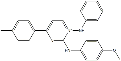 1-(Phenylamino)-2-(4-methoxyphenylamino)-4-(4-methylphenyl)-1-pyrimidinium Structure