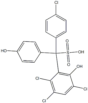 (4-Chlorophenyl)(2,3,5-trichloro-6-hydroxyphenyl)(4-hydroxyphenyl)methanesulfonic acid 구조식 이미지