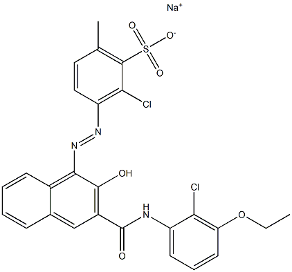 2-Chloro-6-methyl-3-[[3-[[(2-chloro-3-ethoxyphenyl)amino]carbonyl]-2-hydroxy-1-naphtyl]azo]benzenesulfonic acid sodium salt 구조식 이미지