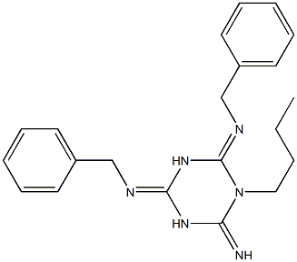 Hexahydro-1-butyl-2-imino-4,6-bis(benzylimino)-1,3,5-triazine Structure