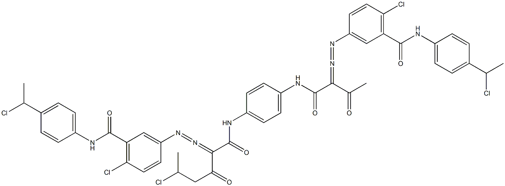 3,3'-[2-(1-Chloroethyl)-1,4-phenylenebis[iminocarbonyl(acetylmethylene)azo]]bis[N-[4-(1-chloroethyl)phenyl]-6-chlorobenzamide] 구조식 이미지