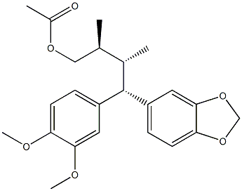 Acetic acid [(2S,3R,4S)-4-(3,4-dimethoxyphenyl)-4-[3,4-(methylenedioxy)phenyl]-2,3-dimethylbutyl] ester 구조식 이미지
