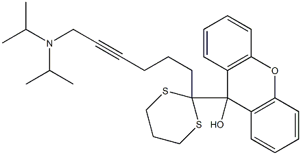 9-[2-(6-Diisopropylamino-4-hexynyl)-1,3-dithian-2-yl]-9H-xanthen-9-ol 구조식 이미지