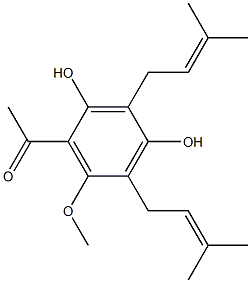 2',4'-Dihydroxy-3',5'-diprenyl-6'-methoxyacetophenone Structure