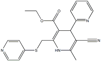 5-Cyano-1,4-dihydro-6-methyl-4-(2-pyridinyl)-2-[(4-pyridinylthio)methyl]pyridine-3-carboxylic acid ethyl ester 구조식 이미지