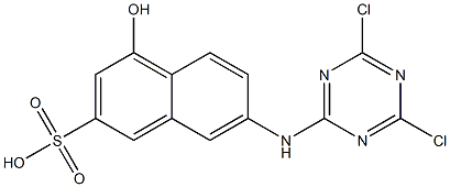 7-(4,6-Dichloro-1,3,5-triazin-2-ylamino)-4-hydroxy-2-naphthalenesulfonic acid 구조식 이미지