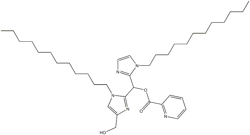 1-Dodecyl-2-[(1-dodecyl-1H-imidazol-2-yl)(2-pyridinylcarbonyloxy)methyl]-1H-imidazole-4-methanol 구조식 이미지