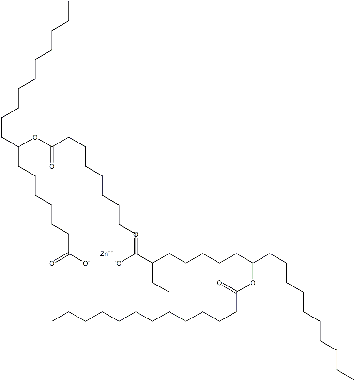 Bis(8-tridecanoyloxystearic acid)zinc salt Structure