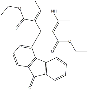 1,4-Dihydro-2,6-dimethyl-4-(9-oxo-9H-fluoren-4-yl)pyridine-3,5-dicarboxylic acid diethyl ester 구조식 이미지