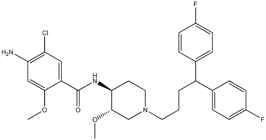 N-[(3S,4S)-3-Methoxy-1-[4,4-bis(4-fluorophenyl)butyl]piperidin-4-yl]-4-amino-5-chloro-2-methoxybenzamide Structure