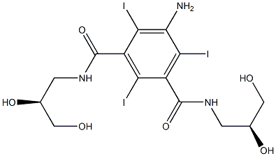 5-Amino-N,N'-bis[(S)-2,3-dihydroxypropyl]-2,4,6-triiodo-1,3-benzenedicarboxamide 구조식 이미지