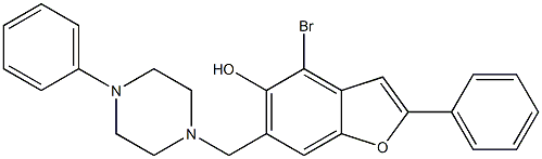 4-Bromo-2-phenyl-6-[(4-phenyl-1-piperazinyl)methyl]benzofuran-5-ol 구조식 이미지