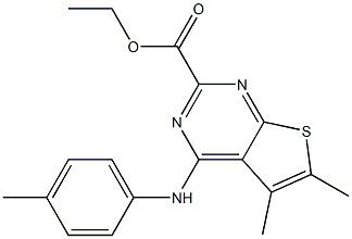 5,6-Dimethyl-4-(4-methylphenylamino)thieno[2,3-d]pyrimidine-2-carboxylic acid ethyl ester Structure