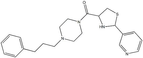 1-(3-Phenylpropyl)-4-[[2-(3-pyridinyl)-4-thiazolidinyl]carbonyl]piperazine 구조식 이미지
