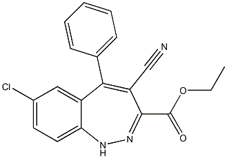 7-Chloro-5-phenyl-4-cyano-1H-1,2-benzodiazepine-3-carboxylic acid ethyl ester 구조식 이미지