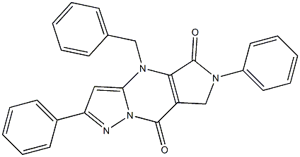 6,7-Dihydro-4-benzyl-2,6-diphenyl-4H-1,4,6,8a-tetraaza-s-indacene-5,8-dione Structure