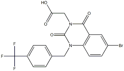 1-(4-Trifluoromethylbenzyl)-1,2,3,4-tetrahydro-6-bromo-2,4-dioxoquinazoline-3-acetic acid 구조식 이미지