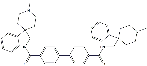 N,N'-Bis[(1-methyl-4-phenyl-4-piperidyl)methyl]-1,1'-biphenyl-4,4'-dicarboxamide 구조식 이미지