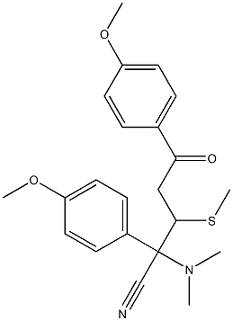 3-Methylthio-2,5-bis(4-methoxyphenyl)-2-dimethylamino-5-oxovaleronitrile 구조식 이미지