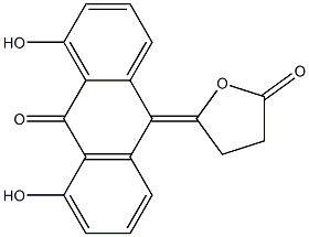 1,8-Dihydroxy-10-[(2-oxotetrahydrofuran)-5-ylidene]anthrone 구조식 이미지