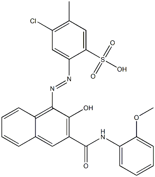 4-Chloro-2-[2-hydroxy-3-(o-methoxyphenylcarbamoyl)-1-naphtylazo]-5-methylbenzenesulfonic acid 구조식 이미지