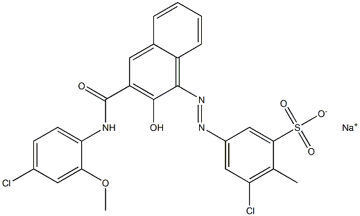 3-Chloro-2-methyl-5-[[3-[[(4-chloro-2-methoxyphenyl)amino]carbonyl]-2-hydroxy-1-naphtyl]azo]benzenesulfonic acid sodium salt Structure