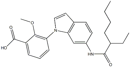 3-[6-(2-Ethylhexanoylamino)-1H-indol-1-yl]-2-methoxybenzoic acid 구조식 이미지