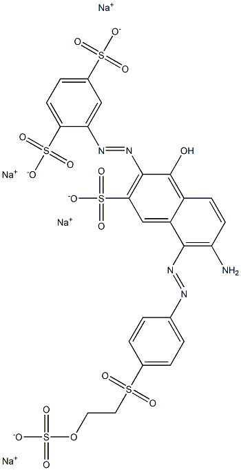 2-[[1-Hydroxy-3-sulfo-5-[4-[[2-(sulfooxy)ethyl]sulfonyl]phenylazo]-6-amino-2-naphtyl]azo]-1,4-benzenedisulfonic acid tetrasodium salt 구조식 이미지