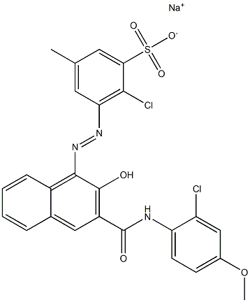2-Chloro-5-methyl-3-[[3-[[(2-chloro-4-methoxyphenyl)amino]carbonyl]-2-hydroxy-1-naphtyl]azo]benzenesulfonic acid sodium salt Structure